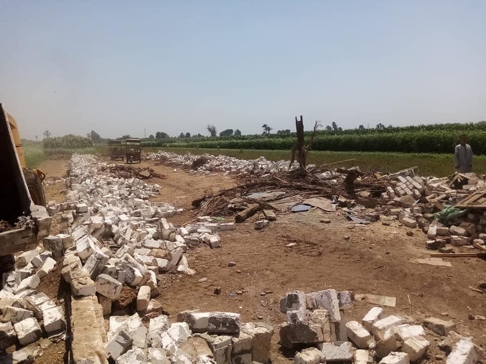  إزالة 14 تعدي علي الأرض الزراعية بقرية بلفيا ببنى سويف