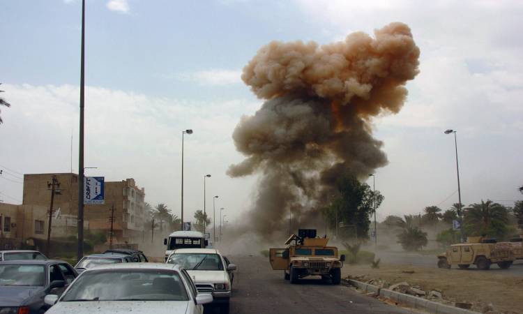   انفجار عبوة ناسفة في رتل للتحالف الدولي على الطريق السريع بين بغداد والغزالية