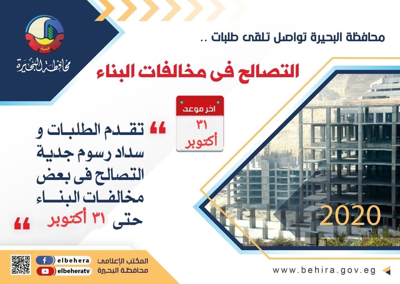   محافظ البحيرة: تقدم 212 ألف مواطن للتصالح فى مخالفات البناء حتى الآن
