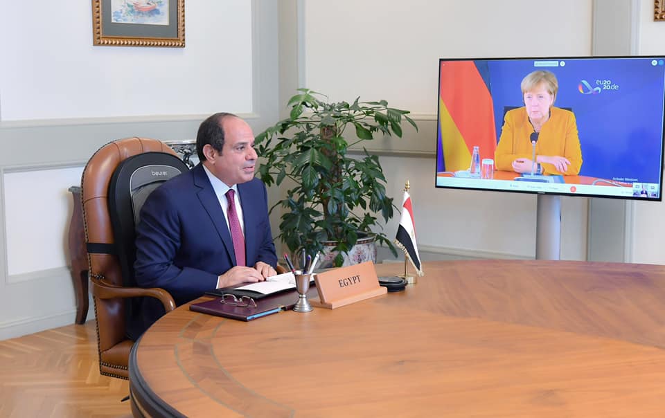   الرئيس السيسى يتلقى اتصالا هاتفيا عبر الفيديو كونفرانس من أنجيلا ميركل