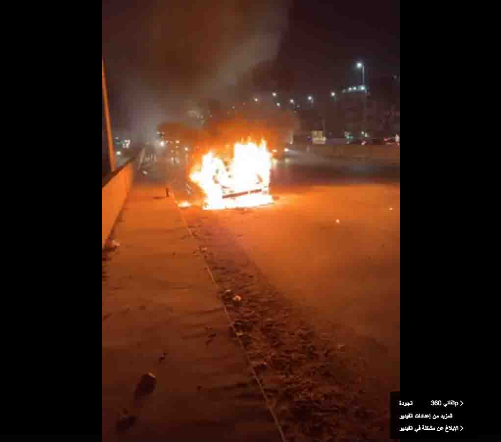   النيران تلتهم سيارة اليوتيوبر أحمد حسن