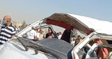   مصرع 6 أشخاص وإصابة 2 في حادث تصادم ملاكي مع نقل بمقطورة ببني سويف