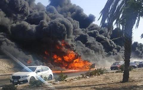   فيديو ..انفجار سيارة محملة بالبترول على طريق «الإسماعيلية – القاهرة» الصحراوى